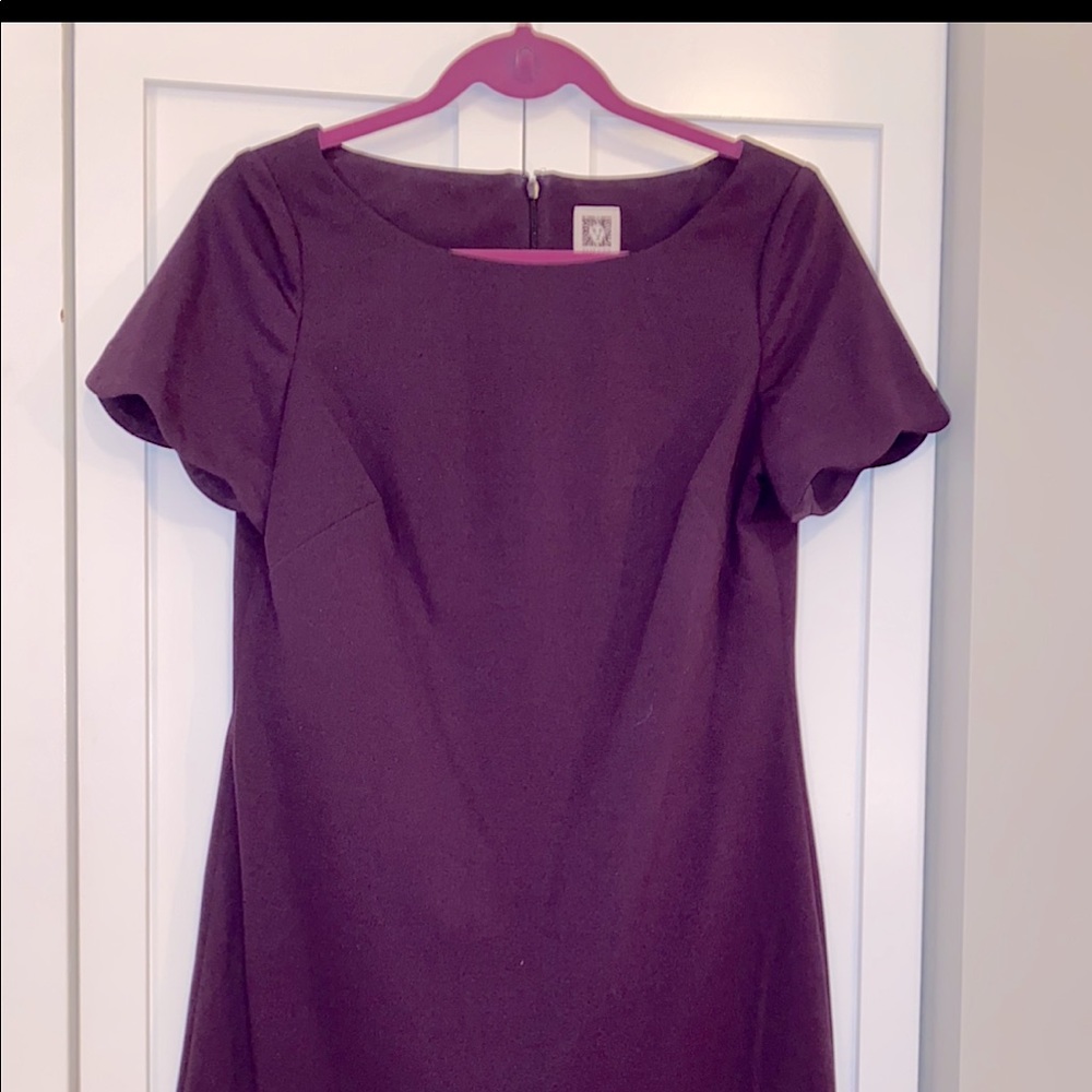 Anne Klein Purple Scalloped Business Dress